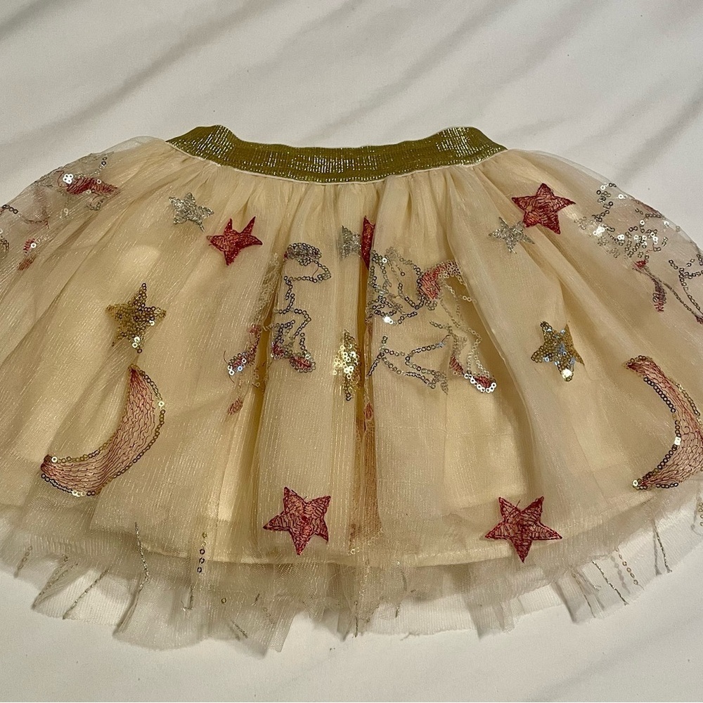 Red Velvet Top with Gold Star Tulle Skirt - Picture 7 of 16